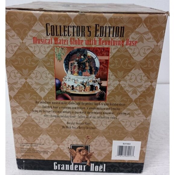 Vintage Nativity Musical Water Globe Rotating Base We Wish You A Merry Christmas - Picture 4 of 14